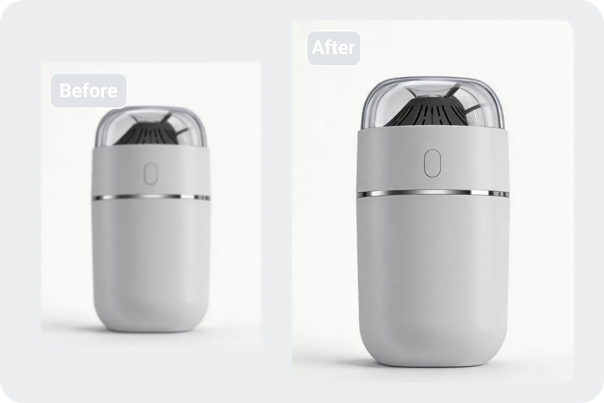 Before and after AI background removal for batch