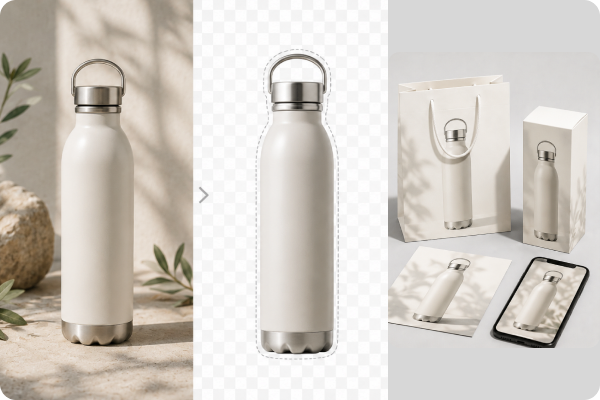 Water bottle background removal examples